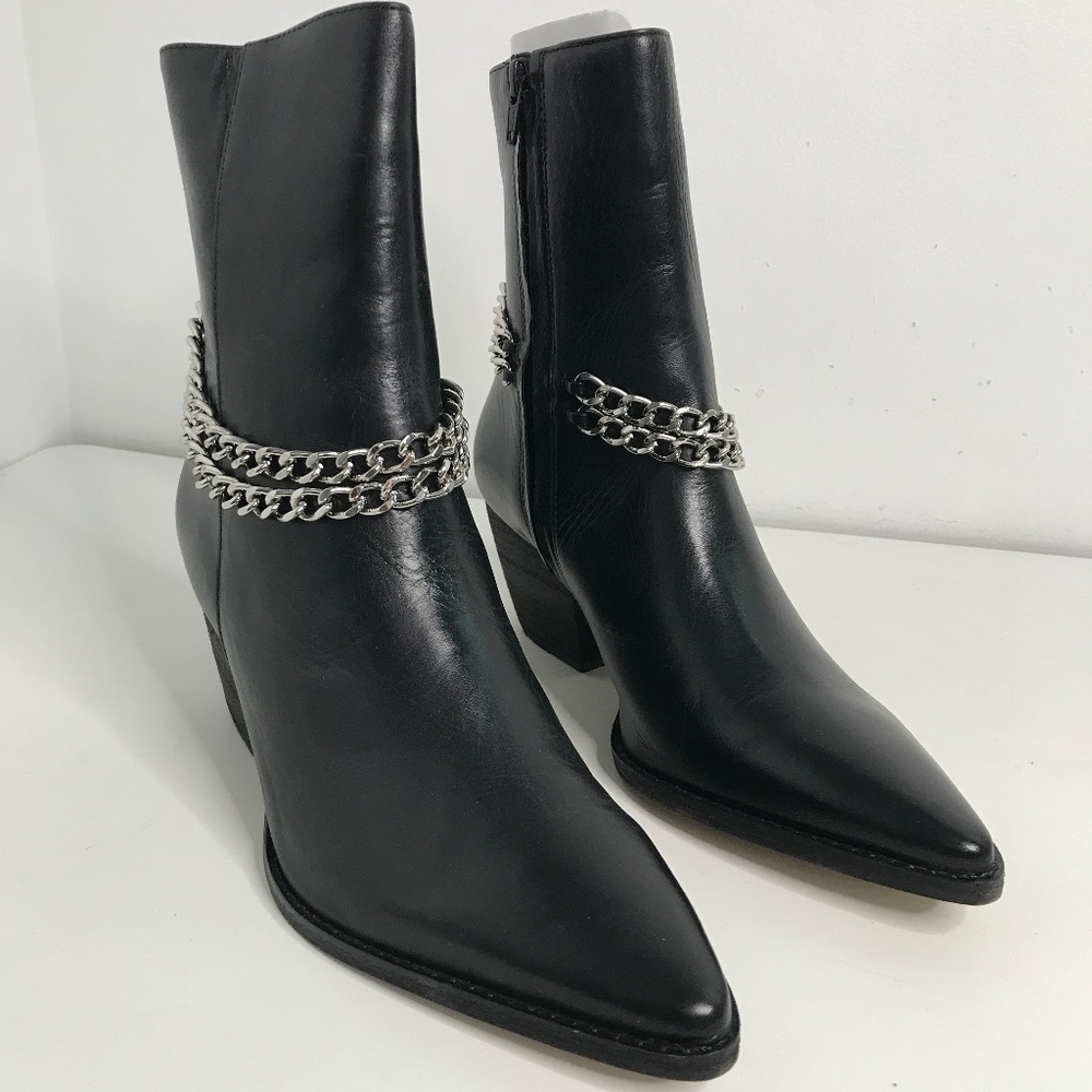 MATISSE WOMENS CATY WITH CHAIN BOOT 100% GENUINE LEATHER UPPER POINTED 8.5